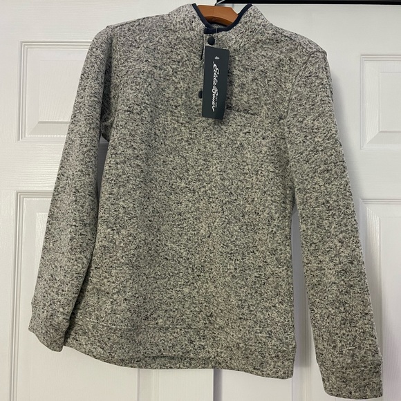 NWT Eddie Bauer Fleece Grey and BlackSnap Front Pullover